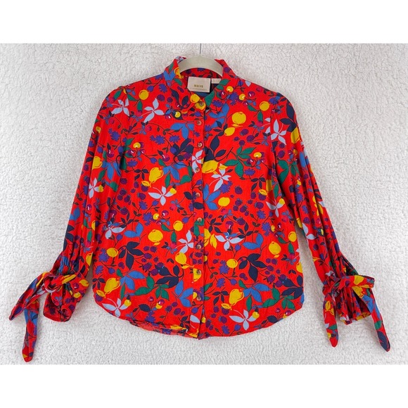 Maeve Tops - Maeve Blithe Button-Up Fruit Novelty Shirt Womens Size 4 Red Long Sleeve